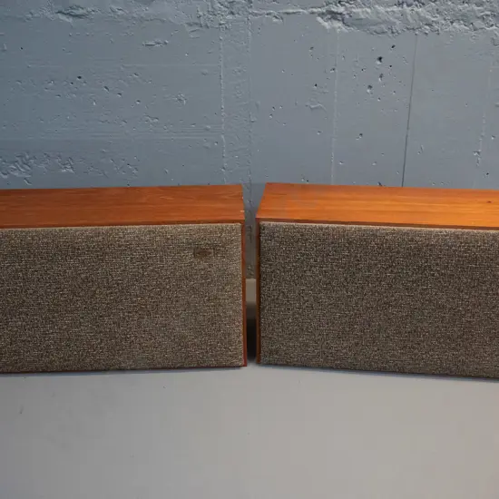 pair of 1960s KEF bookshelf hifi speakers -  teak veneer cases, model K2 Celeste MkII H-275 W-460 D-175