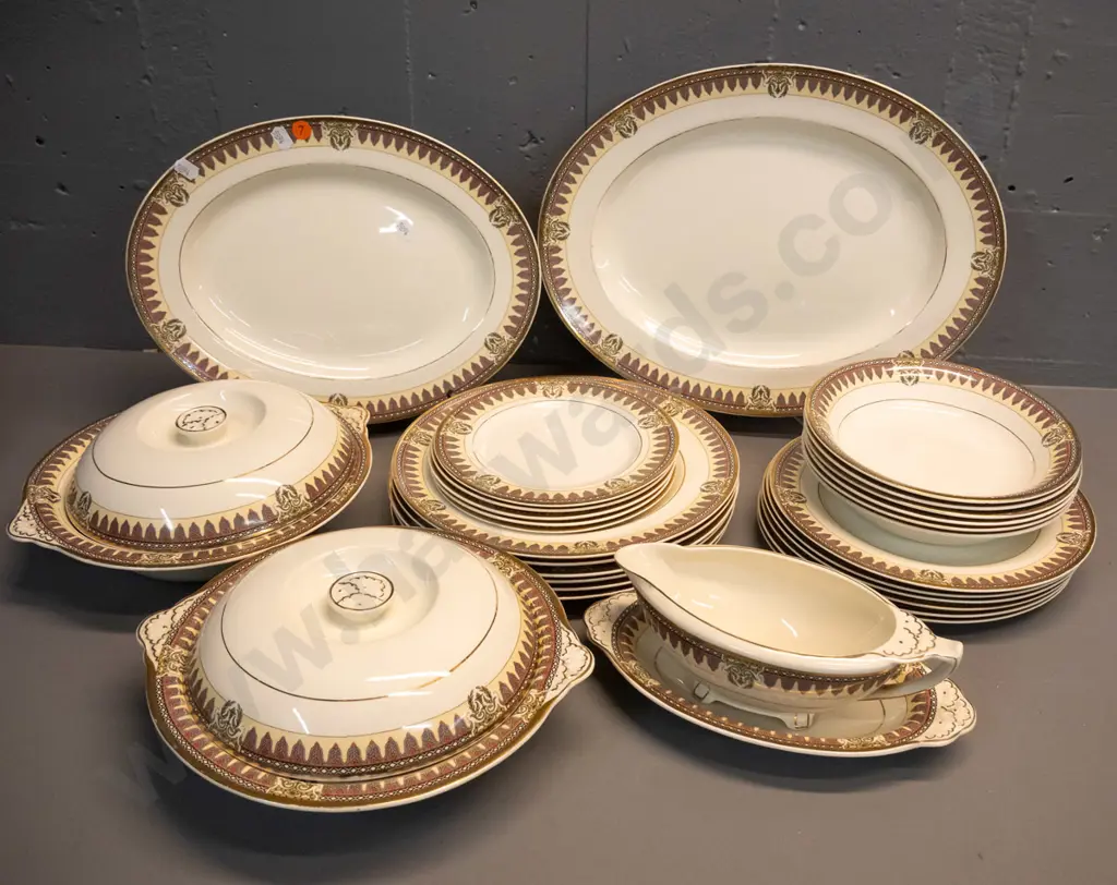 assorted Meakin dinnerware - incl. 2 covered vegetable dishes, 2 ashets, gravy boat, etc. - 3 soup plates have chips, Image 1++