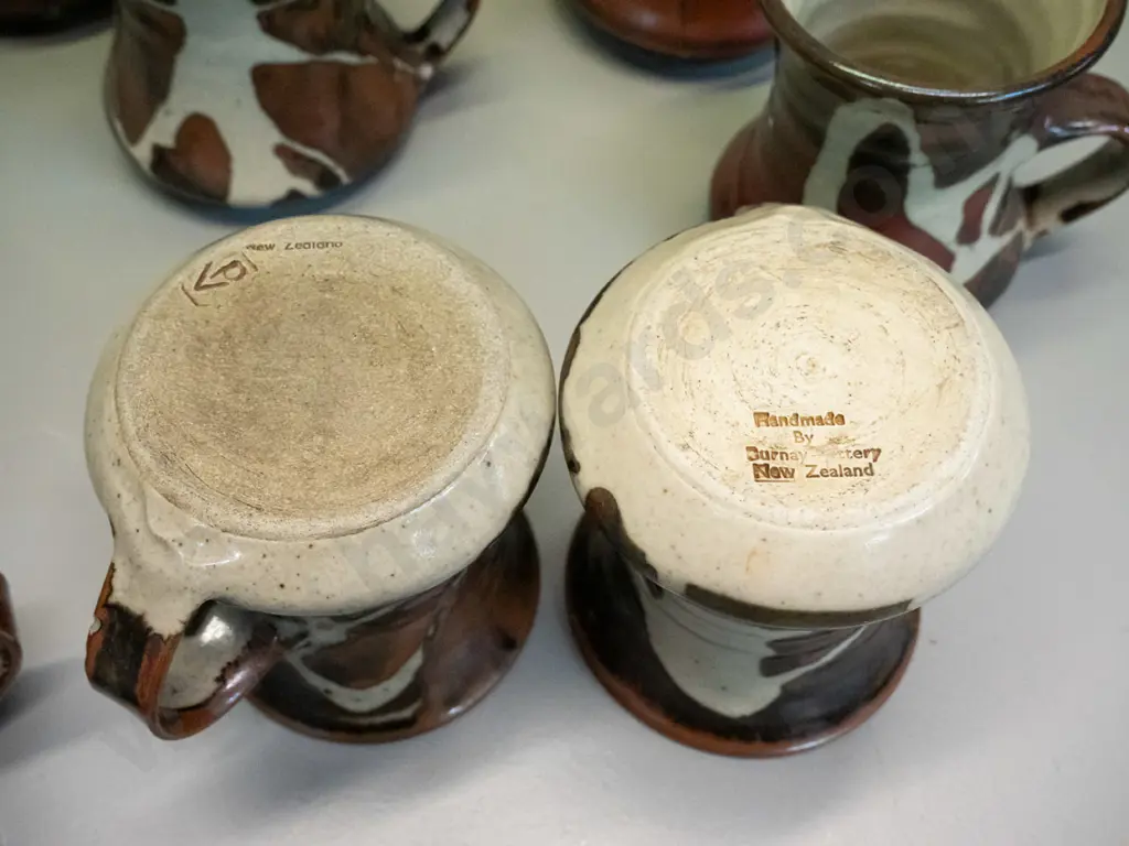 large assortment of Burnay Pottery NZ (Peter and Trudes Vendelbosch) tableware - salad bowl is marked PV, not Burnay. Image 1++