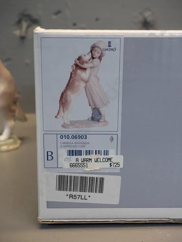 Lladro figurine - " A Warm Welcome" - girl with dog - with original box. H-270 W-150 Image 1++