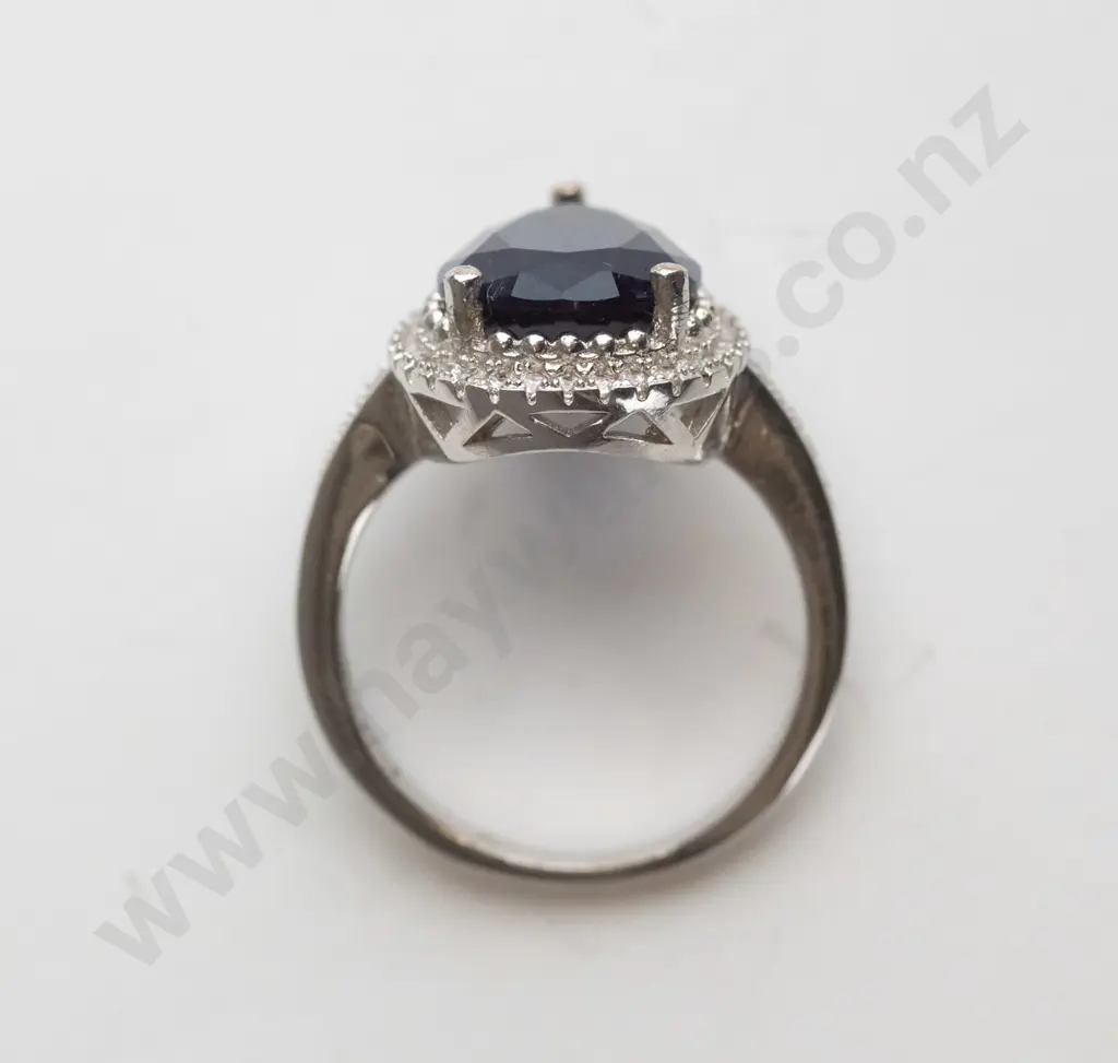 silver blue stone ring stamped 925 Image 1++