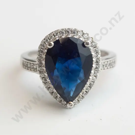 silver blue stone ring stamped 925