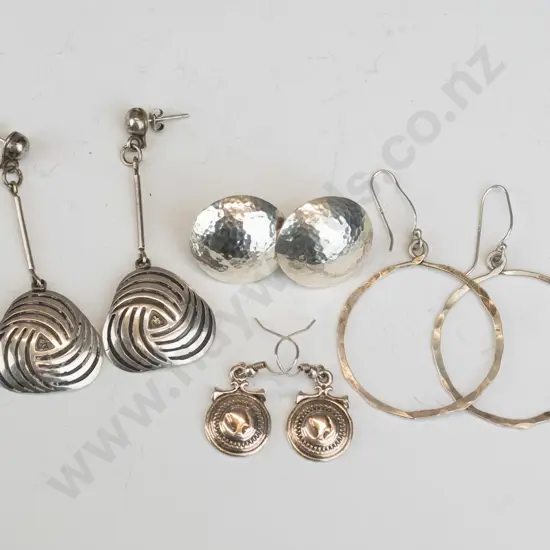 4 pairs asstd silver earrings all stamped 925