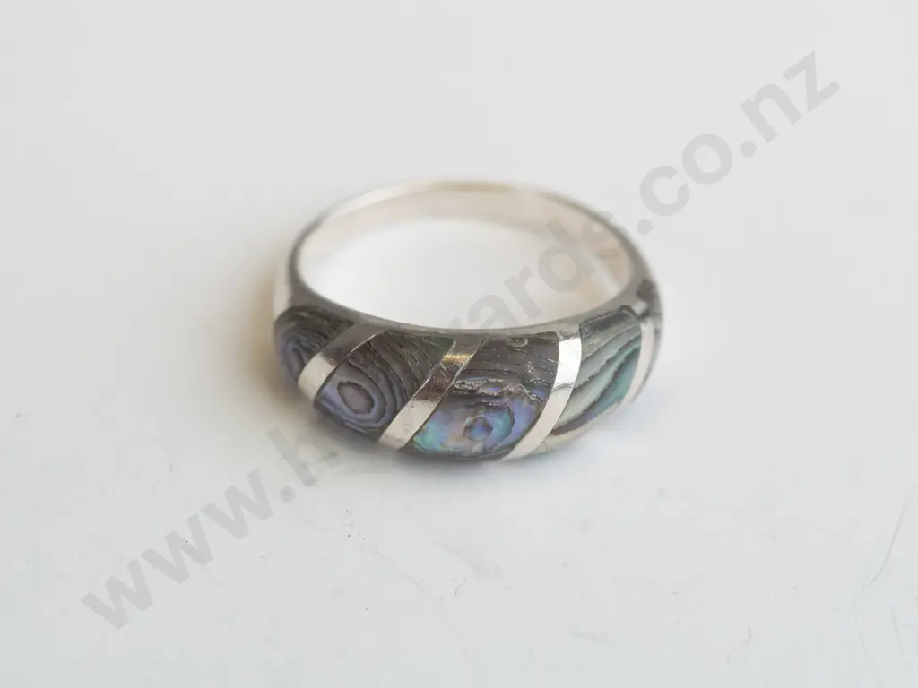 silver paua shell ring stamped 925 Image 1++