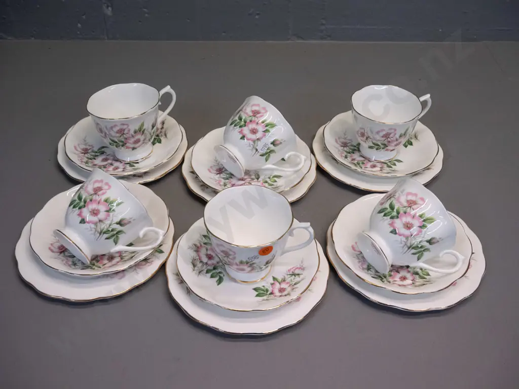 6 Royal Albert Wild Rose trios Image 1++