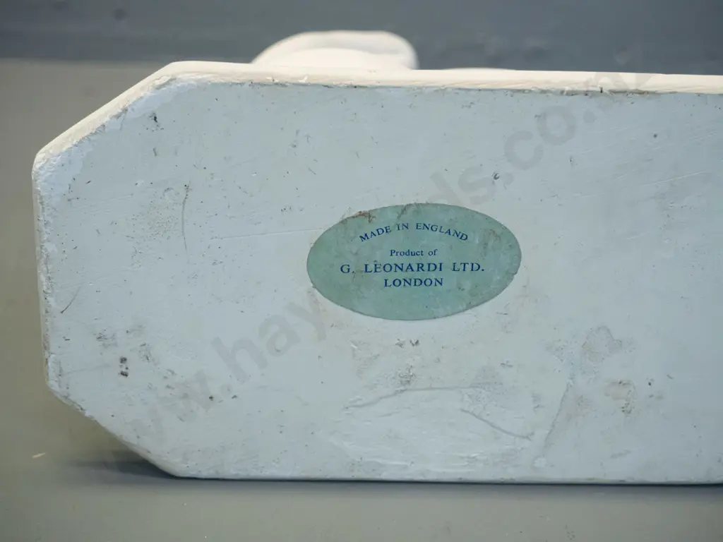 art deco white plaster figurine with label on base - G. Leonardi London, has had 2 breaks repaired, small chips around Image 1++