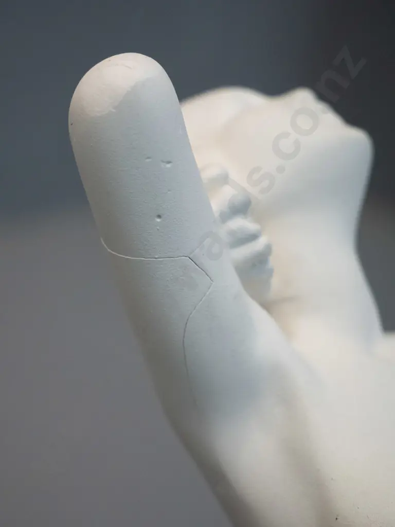 art deco white plaster figurine with label on base - G. Leonardi London, has had 2 breaks repaired, small chips around Image 1++