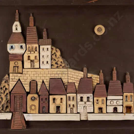 Harold Tyrie  - framed pottery wall art "Split, Yugoslavia" (slight aging) H - 400 W - 560
