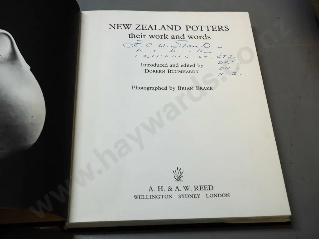 large Barry Brickell studio pottery jug / vase H-330 D-370 with New Zealand Potters - Their Work and Words book, has Image 1++