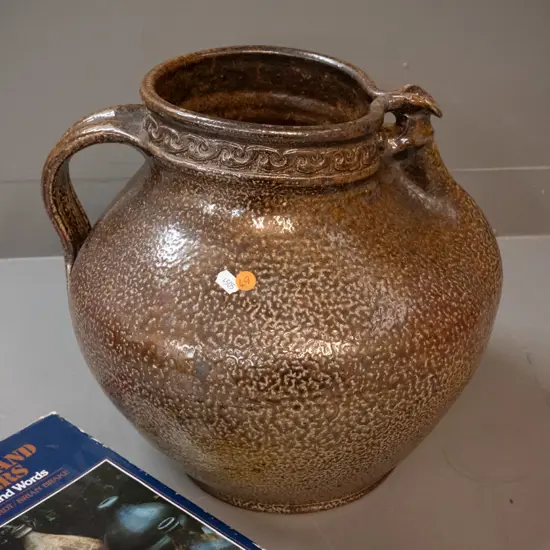 large Barry Brickell studio pottery jug / vase H-330 D-370 with New Zealand Potters - Their Work and Words book, has