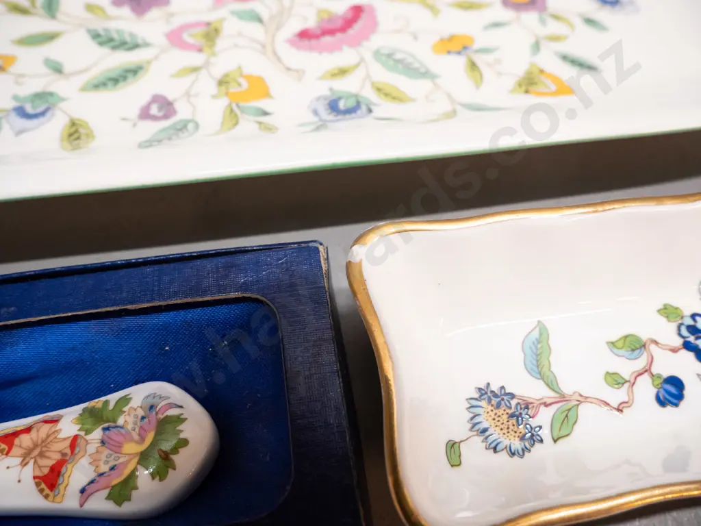 2 Aynsley "Pembroke" dishes, boxed Aynsley cheese knife and a Minton "Haddon Hall" dish L-290 W-145. Chip to corner of Image 1++