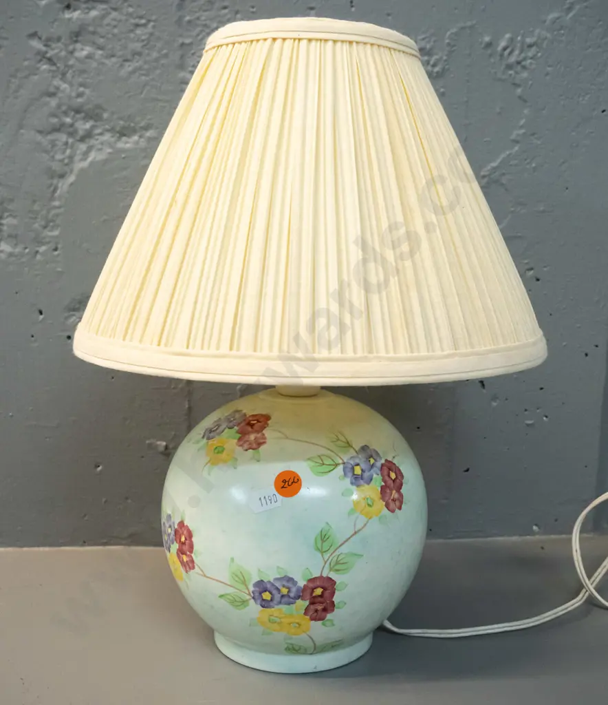 hand-painted floral pottery table lamp, with shade H_370 Image 1++