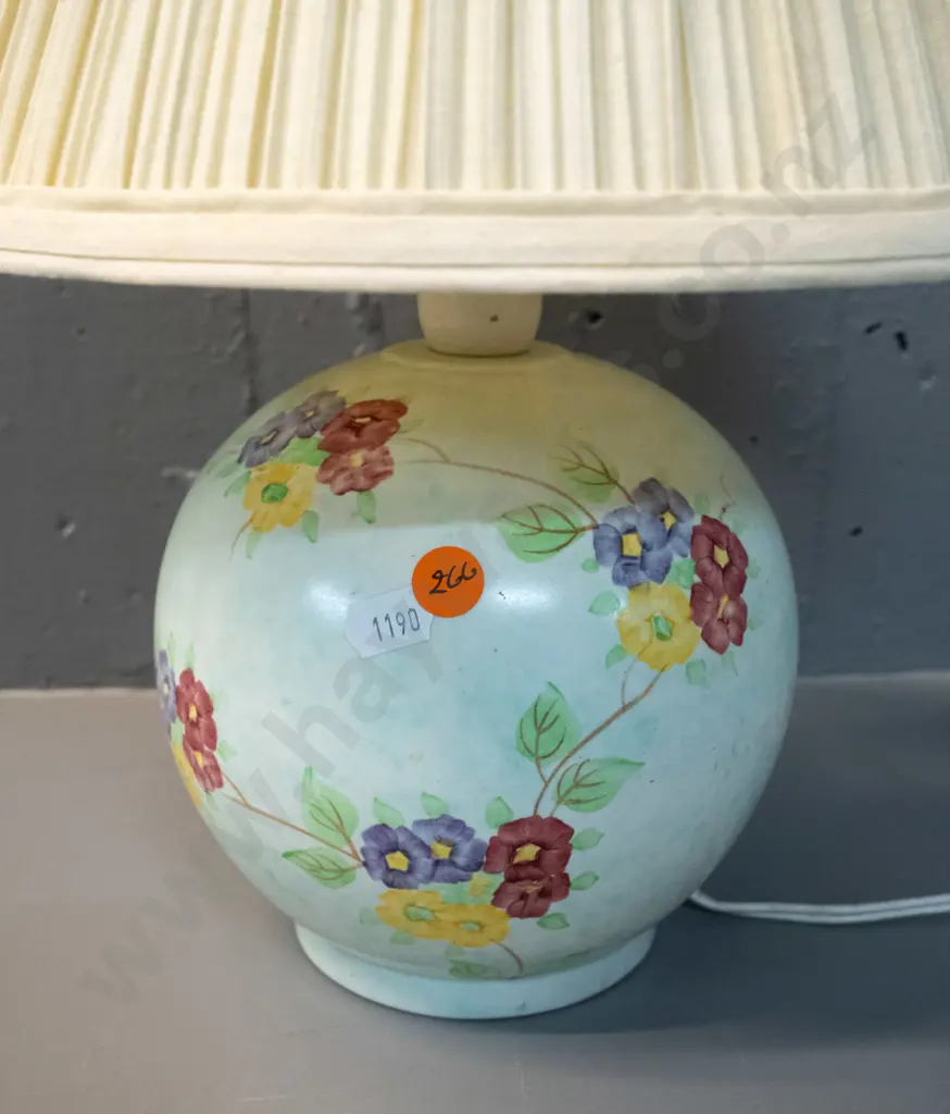 hand-painted floral pottery table lamp, with shade H_370 Image 1++