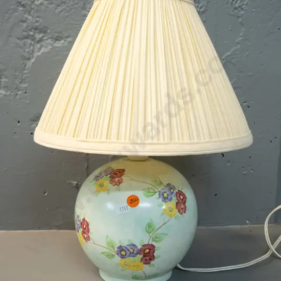 hand-painted floral pottery table lamp, with shade H_370
