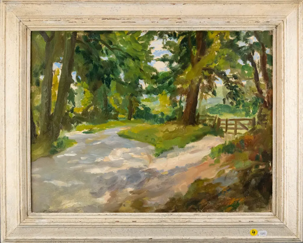 Coller - framed oil - tree and gate scene H - 340 W - 460 Image 1++