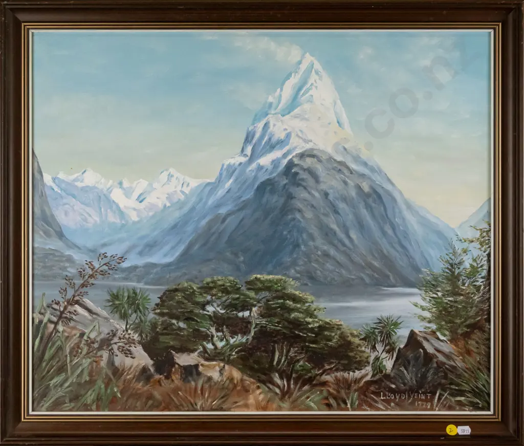 Lloyd Veint 1979 - framed oil "Milford Sound" H - 490 W - 590 Image 1++