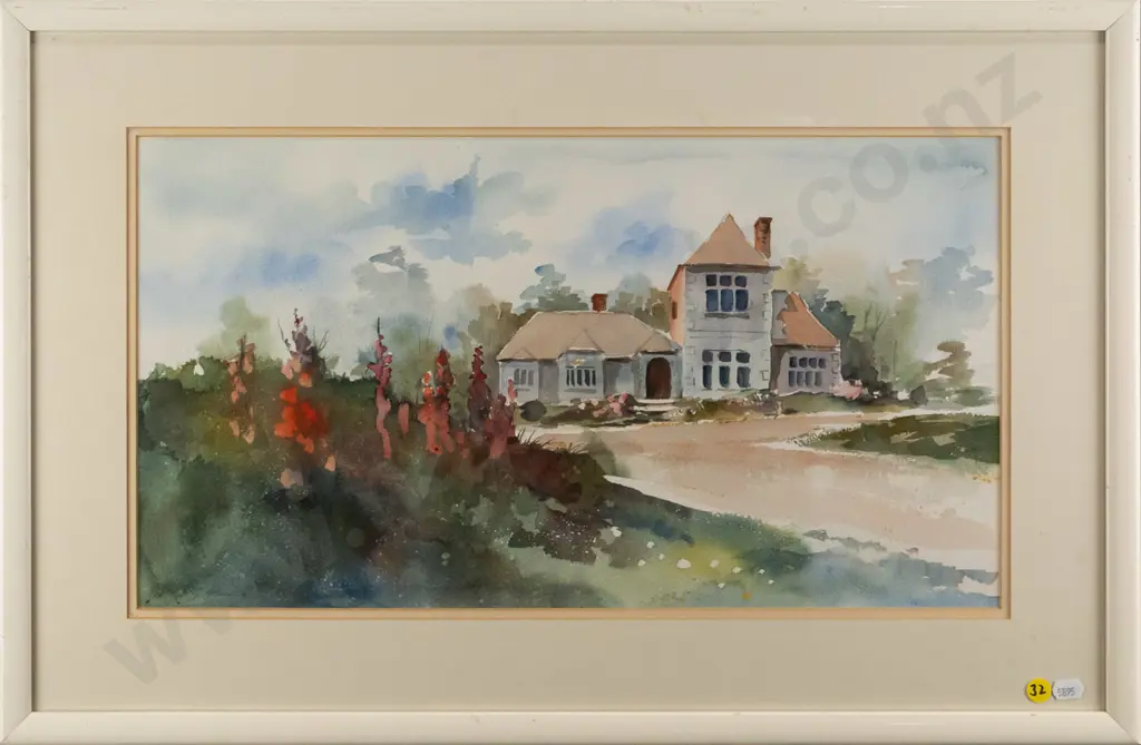PG Hall - framed watercolour - house H - 270 W - 500 Image 1++