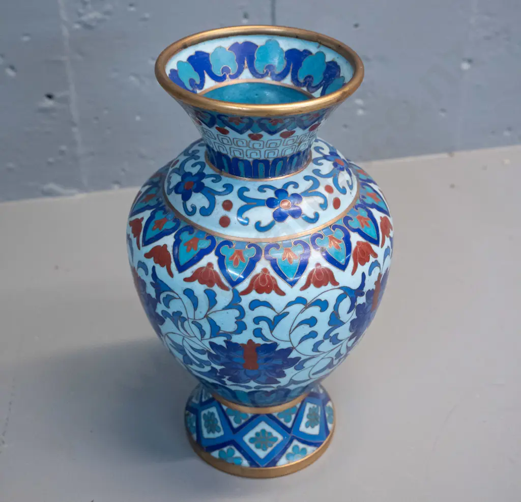 blue and multi-colour cloisonne vase H-210 Image 1++