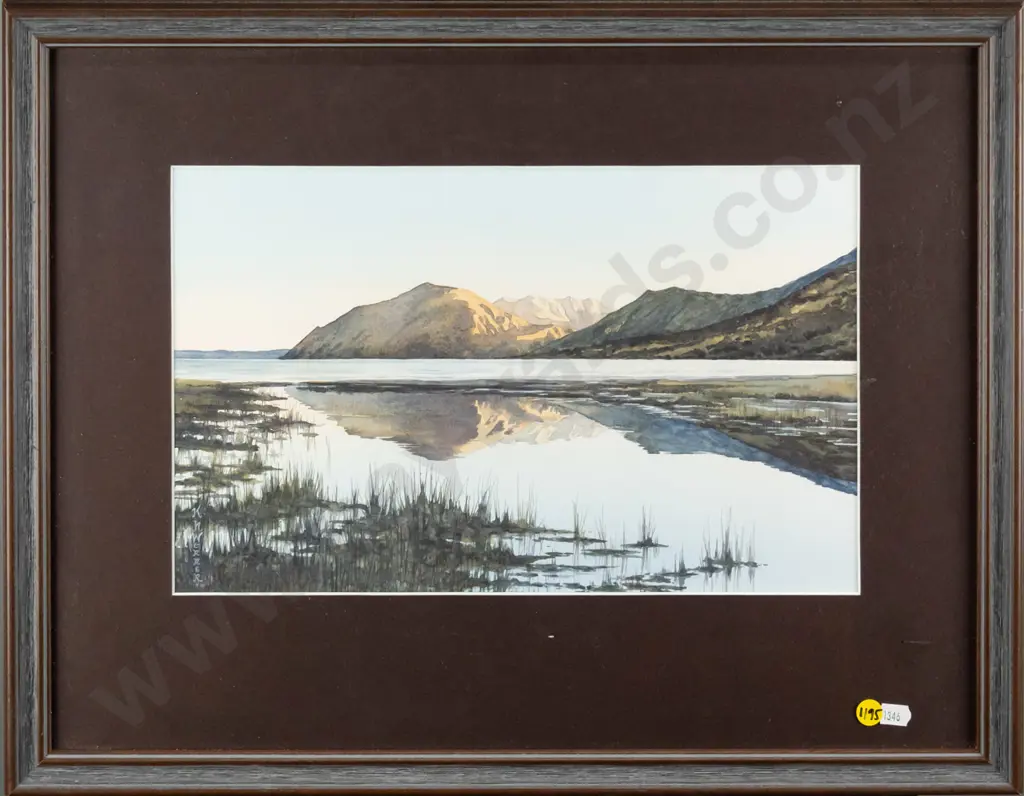 Karin Werner - framed watercolour "Lake Coleridge" H - 220 W - 360 Image 1++