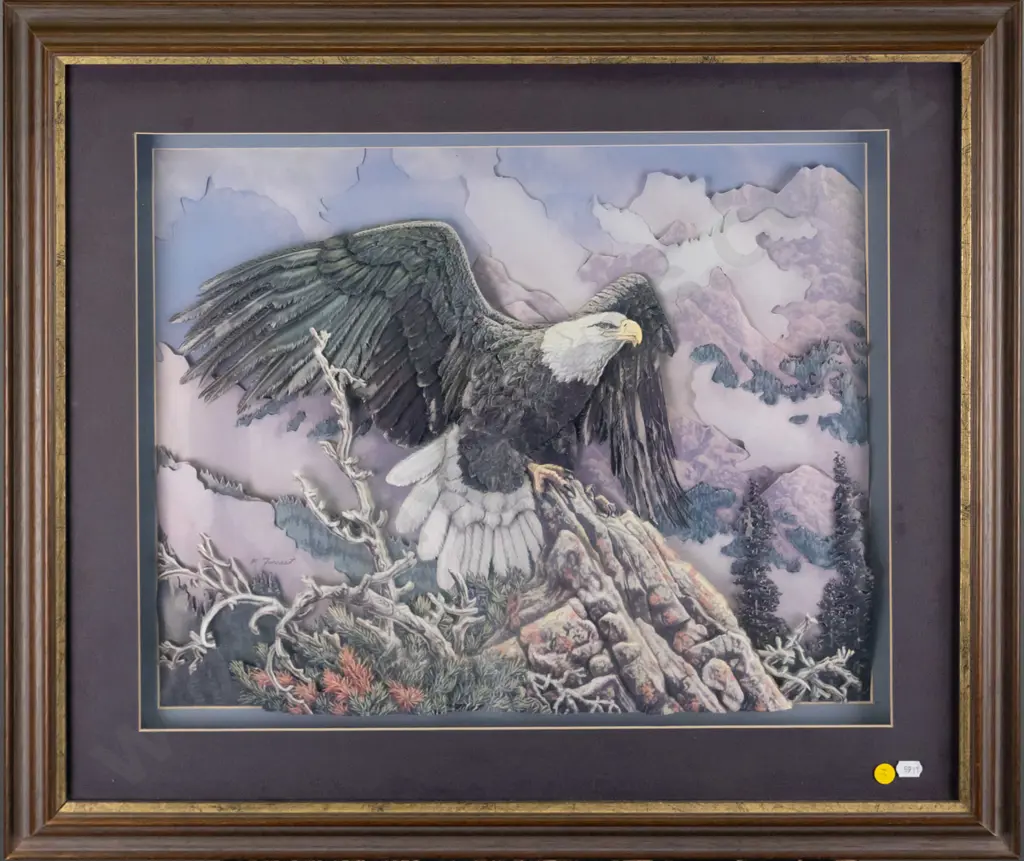 Amy Mckay - framed 3D artwork "Eagle" H - 410 W - 490 Image 1++