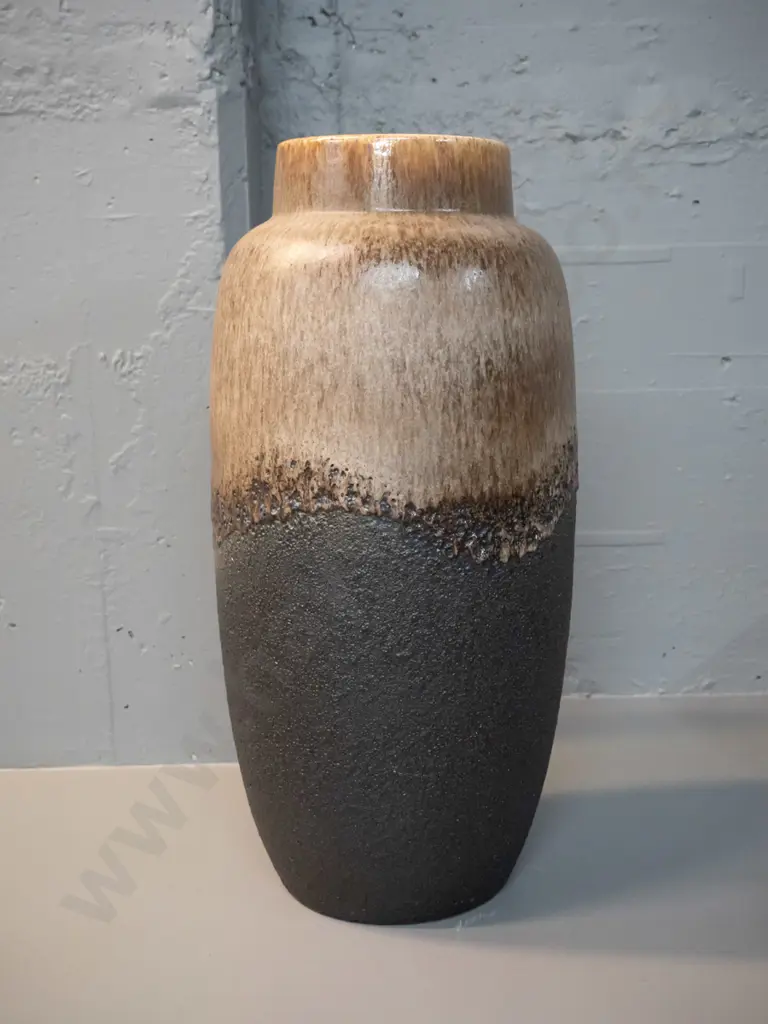 large German pottery textured & stippled glaze vase, marked 553-52. H-520 Image 1++