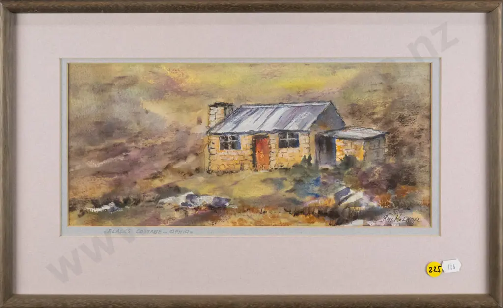 Ray Melhop - framed watercolour "Blacks Cottage Ophir" H - 150 W - 340 Image 1++