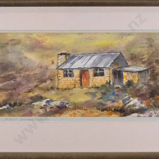 Ray Melhop - framed watercolour "Blacks Cottage Ophir" H - 150 W - 340