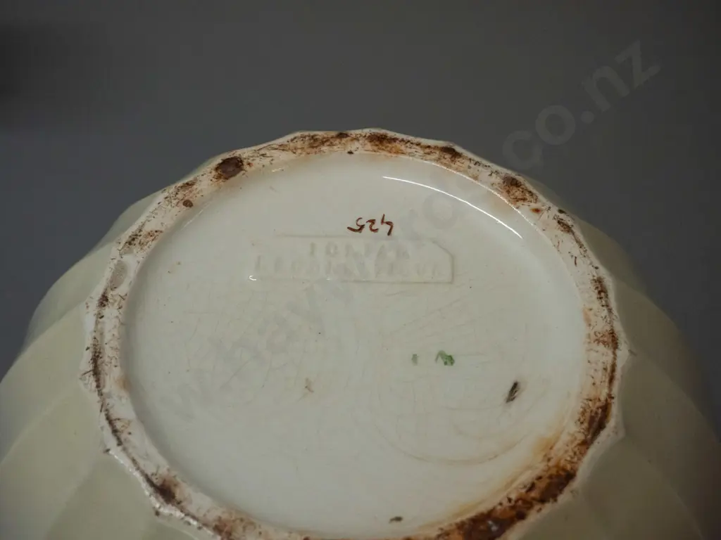 vintage jardiniere - marked "Ionian" on base - staining inside, minor wear to decoration H-210 D-260 Image 1++