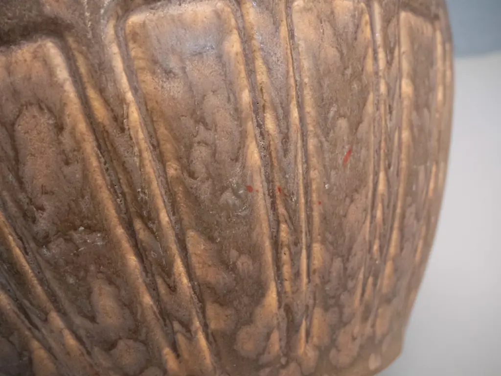 large German pottery handled vase with raised figural band H-480 D-260 at widest Image 1++