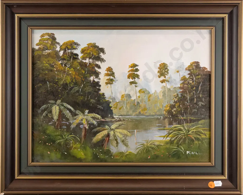 PG Hall - framed oil "West Coast Vista" H-290 W-390 (framing needs attention) Image 1++