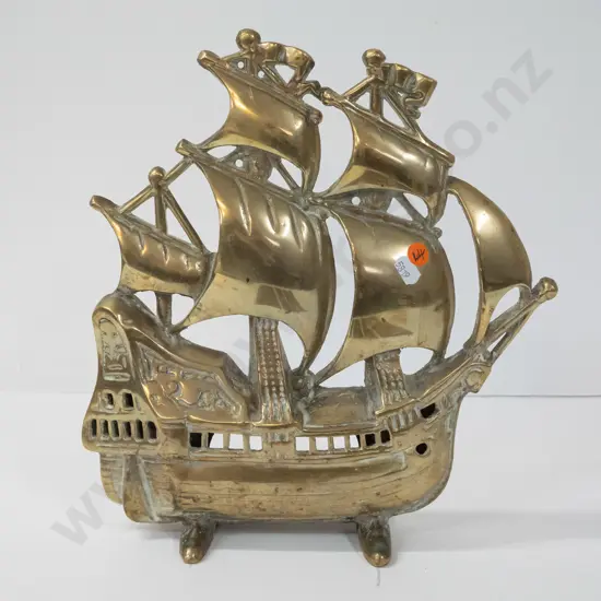 heavy brass galleon ornamental figure or door stop H-330 W-300