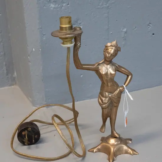 small brass figural table lamp - no shade H-200
