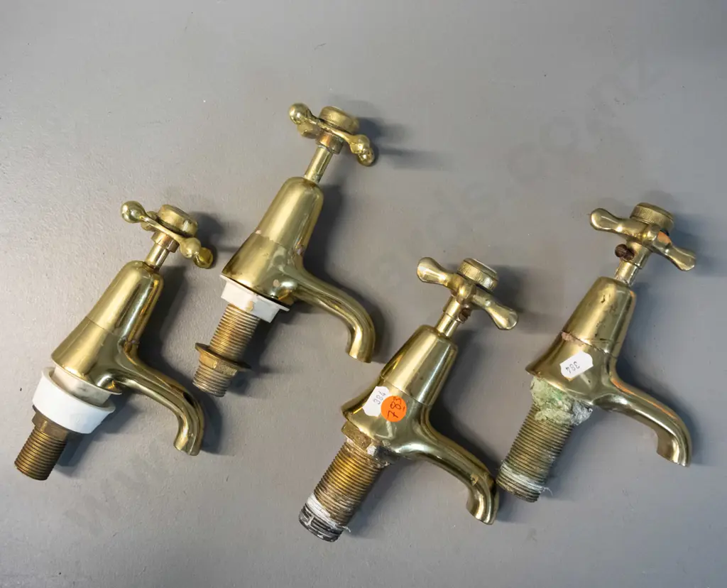 4 heavy brass taps - 2 sets H&C, two are marked Methven H-180 Image 1++
