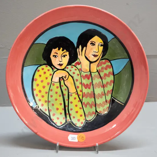 small studio pottery plate - Airini Taylor "Glenfalloch, Dunedin" on back D-230