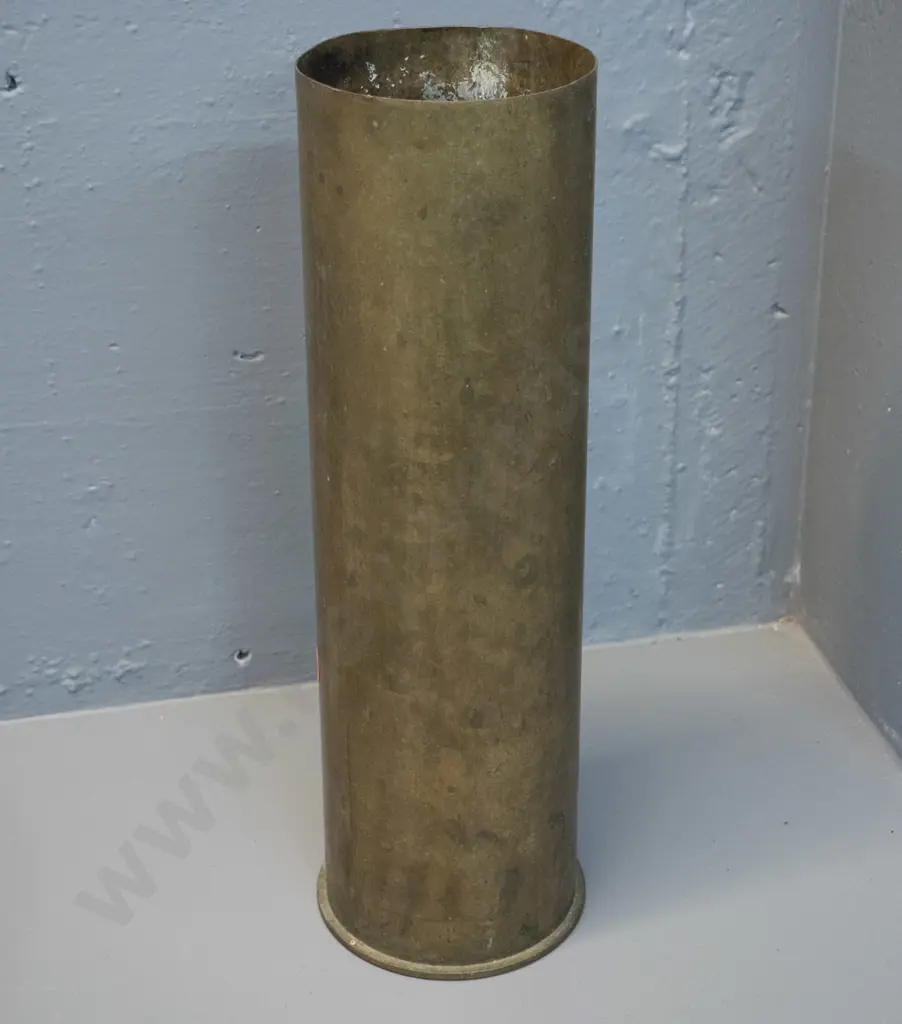 large brass shell casing - marked 105mm M14, dent on top rim. H-370 D-110 Image 1++
