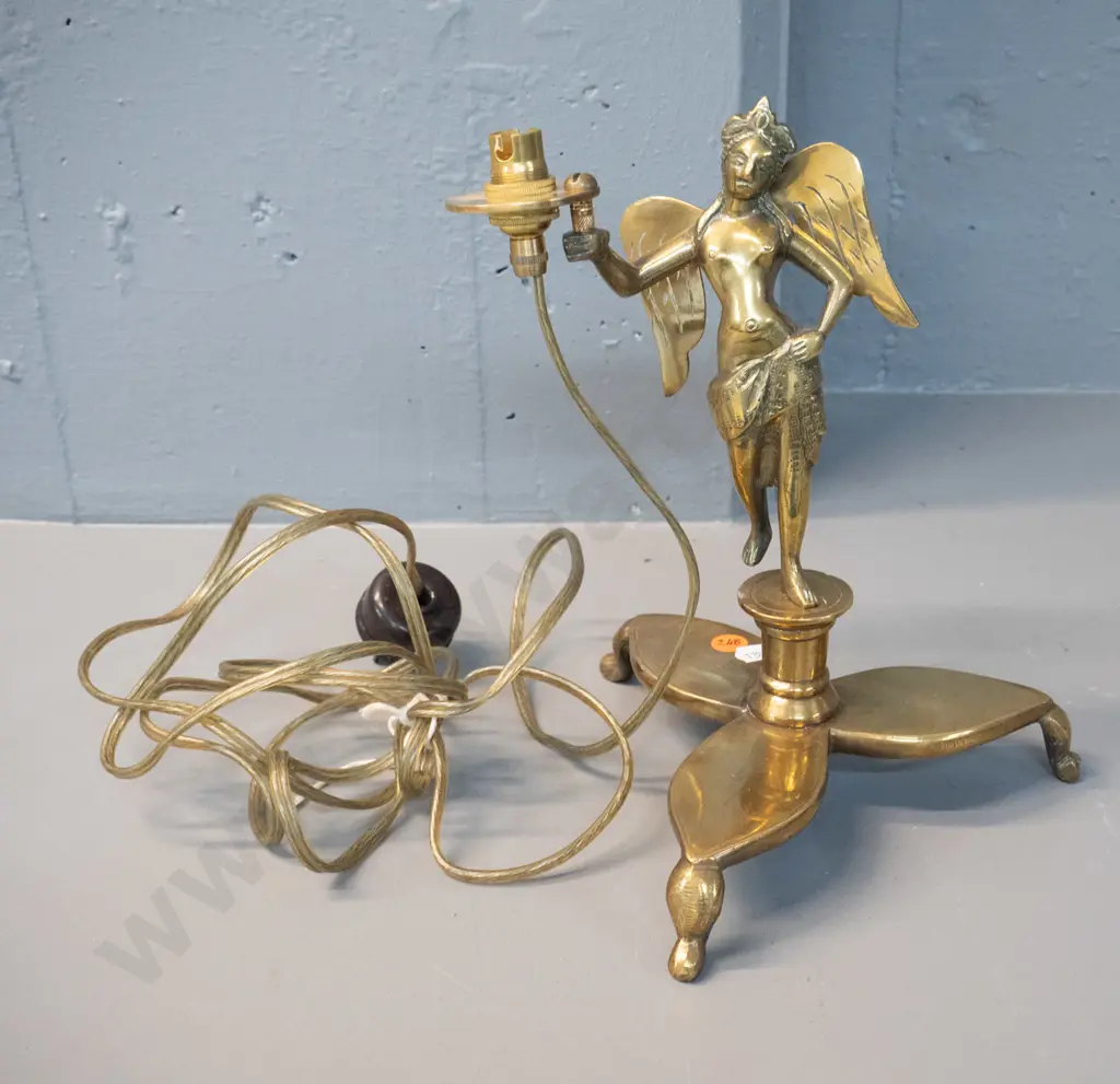 brass figural angel table lamp - no shade H-270 Image 1++