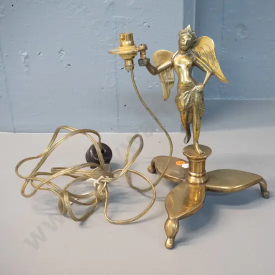 brass figural angel table lamp - no shade H-270