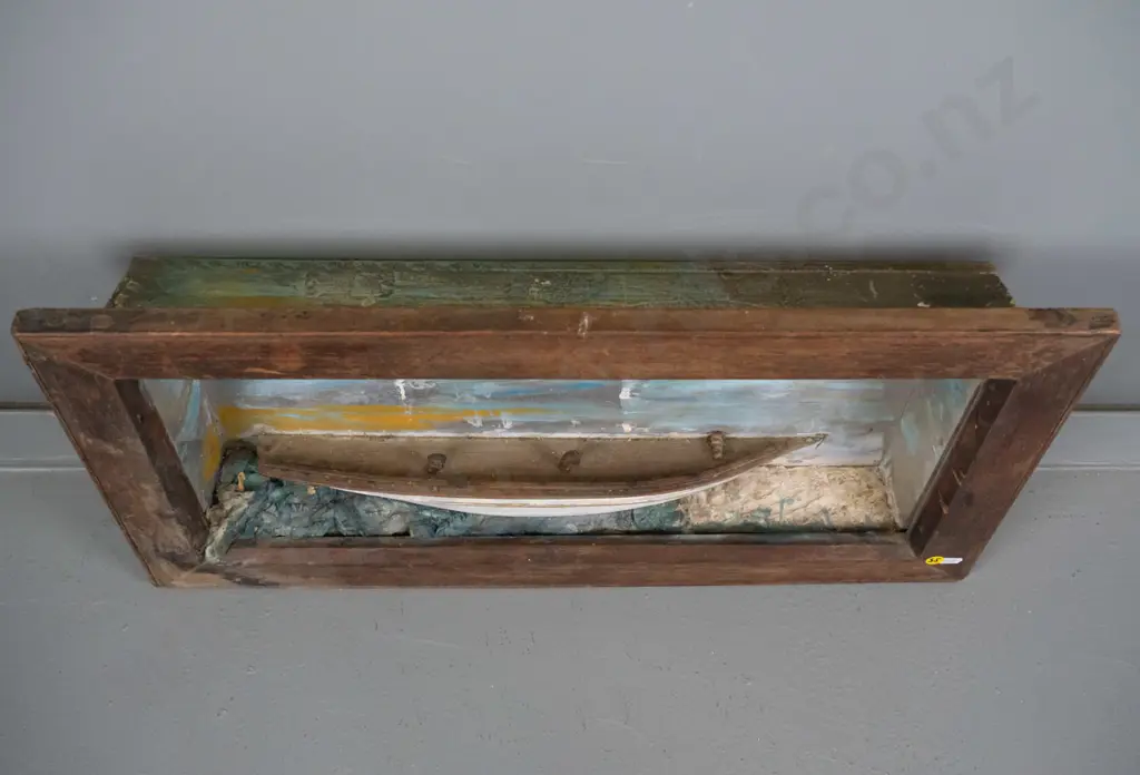 framed boat themed shadow box Overall H-360 W-630 Image 1++