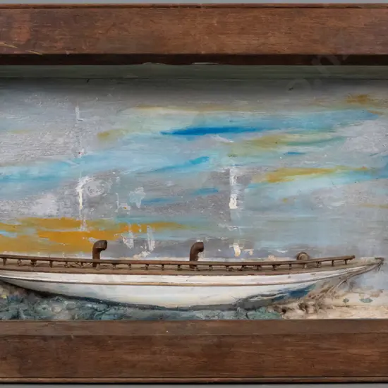 framed boat themed shadow box Overall H-360 W-630
