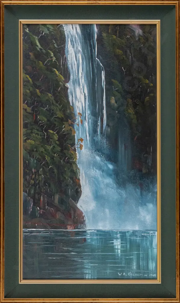 WA Edgerton 1999 - framed oil waterfall H - 520 W - 280 Image 1++