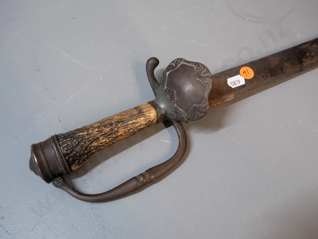 ornamental sabre with horn handle L-660 - has had repair to hilt guard Image 1++