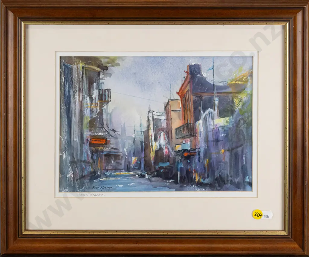 Ray Melhop - framed watercolour "Back Street" H - 190 W - 260 Image 1++
