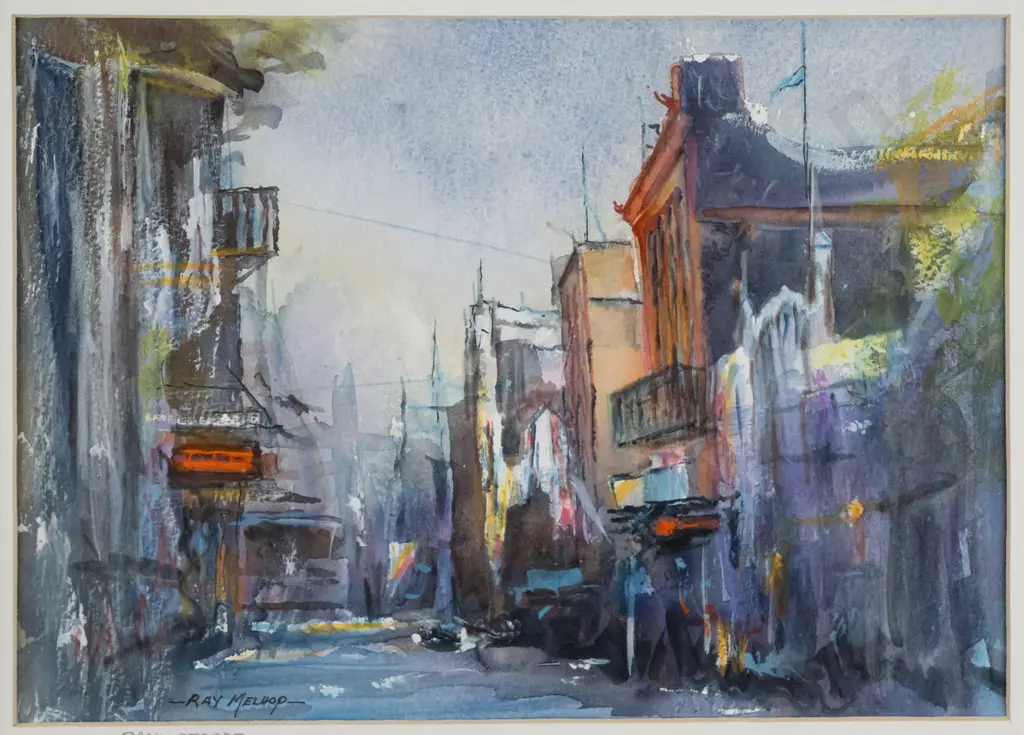 Ray Melhop - framed watercolour "Back Street" H - 190 W - 260 Image 1++