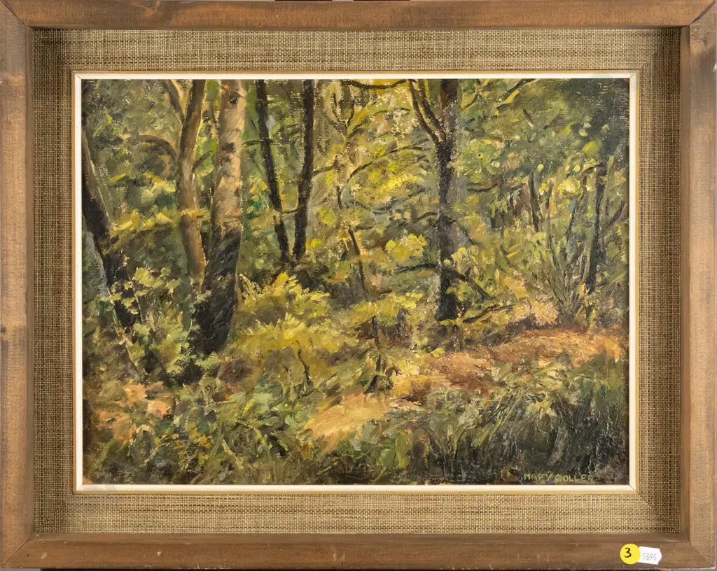 Mary Coller - framed oil - forest scene H - 290 W - 380 Image 1++
