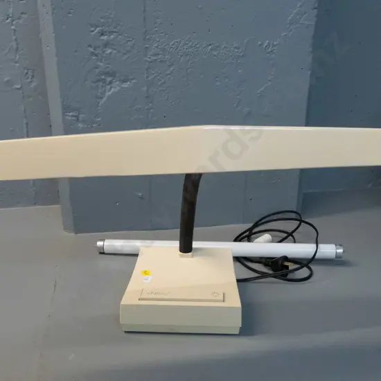 retro Norax gooseneck desk lamp with spare fluorescent tube - working. W-480 H-310 as photographed