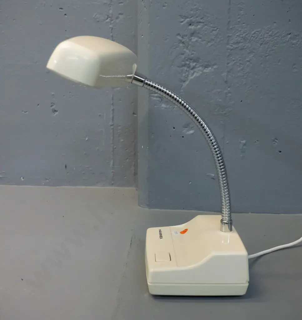 retro Hanimex ivory coloured desk lamp w/ fluorescent tube - working. H-340 W-490 as photographed Image 1++