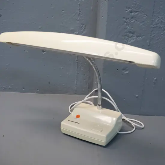 retro Hanimex ivory coloured desk lamp w/ fluorescent tube - working. H-340 W-490 as photographed