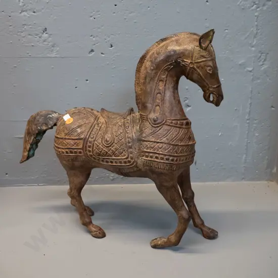 reproduction cast metal Chinese Tang style horse figure H-380 L-390