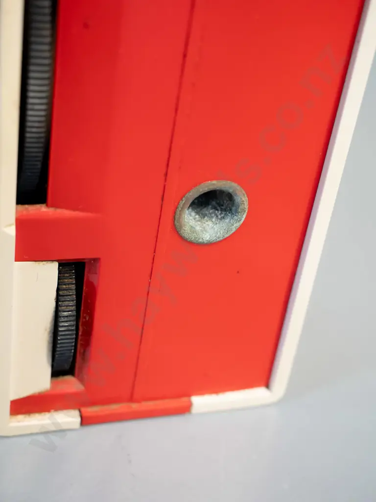 retro French Schneider 'Hoppy' plastic cased transistor radio with European station markings - untested H-180 W-235 Image 1++
