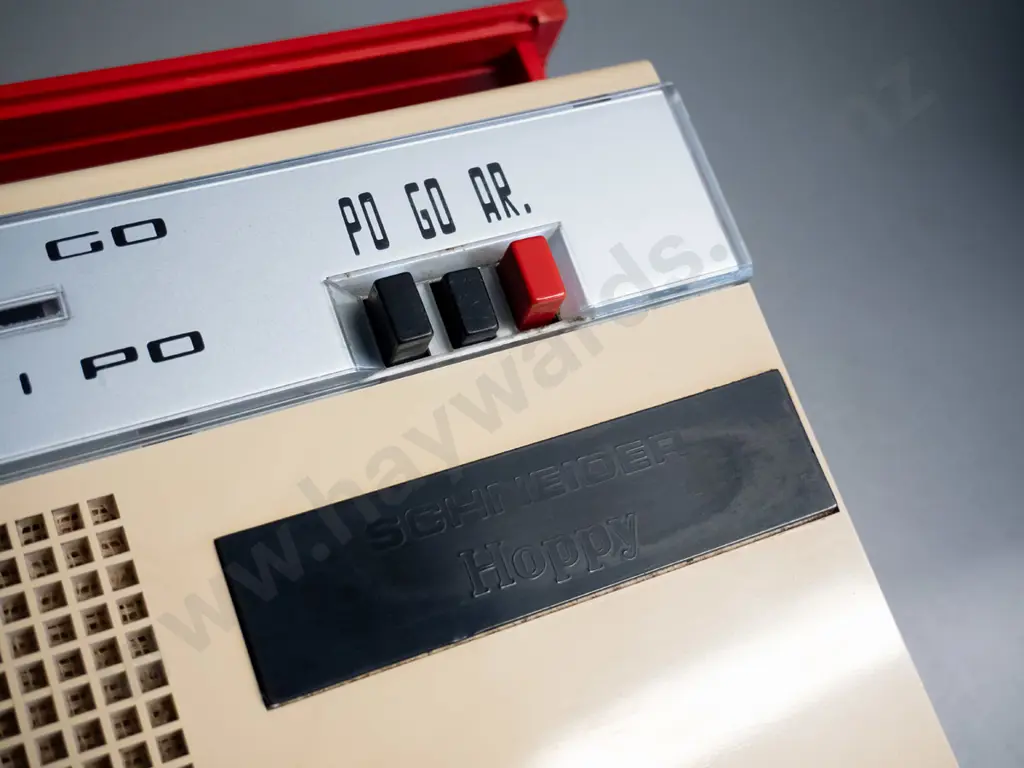 retro French Schneider 'Hoppy' plastic cased transistor radio with European station markings - untested H-180 W-235 Image 1++